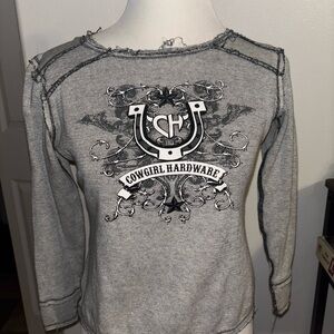 Cowgirl Hardware Grey Long Sleeve Top